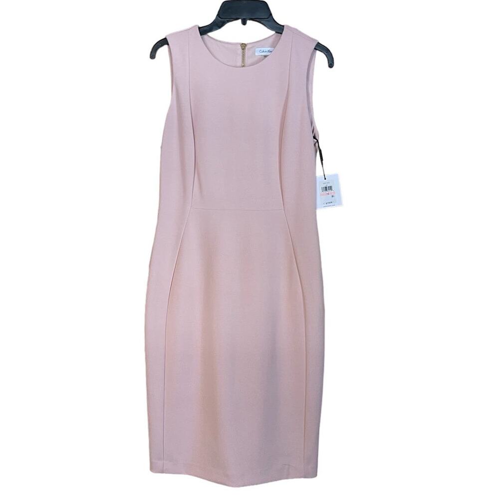 Calvin Klein Blush Pink Sleeveless Back Zipper Sheath Dress Size 10